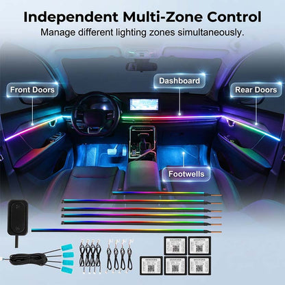 🌞 Soldes de printemps – 50 % de réduction ! 🔥 Kit d’éclairage d’ambiance RGB pour voiture avec application | Bandes LED dynamiques pour joints intérieurs | Sync musicale & multi-zones
