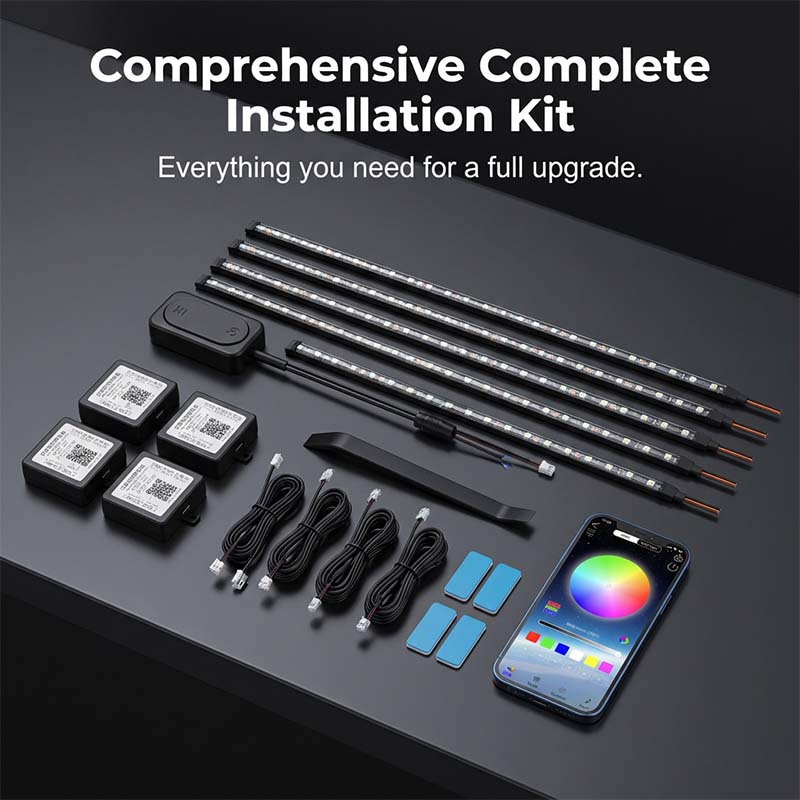 🌞 Soldes de printemps – 50 % de réduction ! 🔥 Kit d’éclairage d’ambiance RGB pour voiture avec application | Bandes LED dynamiques pour joints intérieurs | Sync musicale & multi-zones