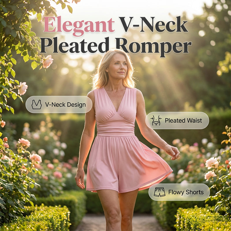 🥳 HOT SALE 2026 🥳💞 50K+ VENDUS ! 👗🌸 -50 % DE RÉDUCTION ! Combinaison courte V-neck taille pinces – Sans manches & flatteuse, taille plissée qui souligne les courbes. Tissu doux & respirant, parfaite pour les journées ensoleillées. 🦋✨