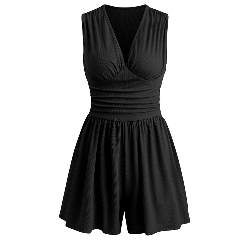 🥳 HOT SALE 2026 🥳💞 50K+ VENDUS ! 👗🌸 -50 % DE RÉDUCTION ! Combinaison courte V-neck taille pinces – Sans manches & flatteuse, taille plissée qui souligne les courbes. Tissu doux & respirant, parfaite pour les journées ensoleillées. 🦋✨