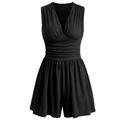 🥳 HOT SALE 2026 🥳💞 50K+ VENDUS ! 👗🌸 -50 % DE RÉDUCTION ! Combinaison courte V-neck taille pinces – Sans manches & flatteuse, taille plissée qui souligne les courbes. Tissu doux & respirant, parfaite pour les journées ensoleillées. 🦋✨
