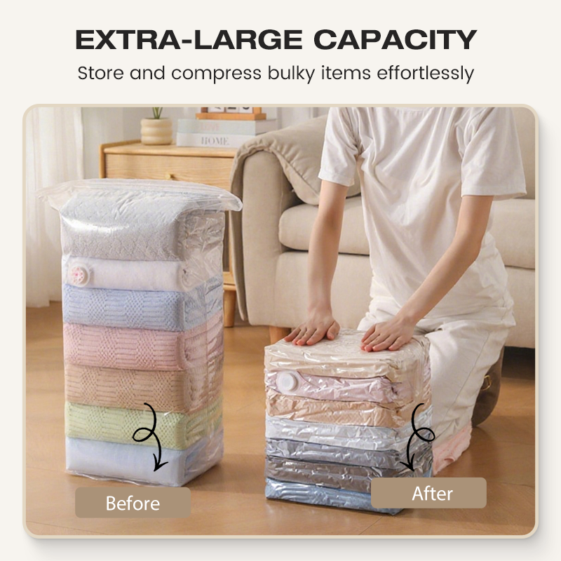 🧳 ACHETEZ 1, OBTENEZ 1 GRATUIT! 💨 Grand Sac de Rangement Sous Vide Compressible – Sans Pompe, Étanche & Idéal Pour Gagner De La Place Dans Les Valises Et À La Maison ✈️