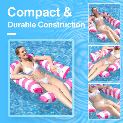 🏖️ Transat gonflable | Soutien sur les quatre côtés · Gonflage rapide avec pompe incluse · Léger et résistant · Motif rayé tendance