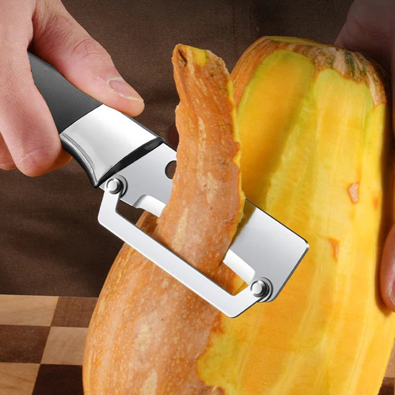 📢📢50 % DE RÉDUCTION !! ⏰🥒 Éplucheur 3-en-1 en Acier Inox – Lame Large, Ouvre-Bouteille & Poignée Ergonomique (Rouge/Noir)
