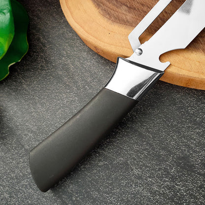 📢📢50 % DE RÉDUCTION !! ⏰🥒 Éplucheur 3-en-1 en Acier Inox – Lame Large, Ouvre-Bouteille & Poignée Ergonomique (Rouge/Noir)