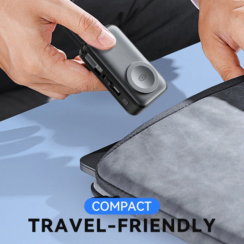 🥳Batterie externe magnétique tout-en-un : il suffit de la fixer pour recharger, plus besoin de chercher un câble. 5 000 mAh, design fin. Idéale pour les voyages ou au quotidien. Un gadget adapté aux seniors ! 🎒✅