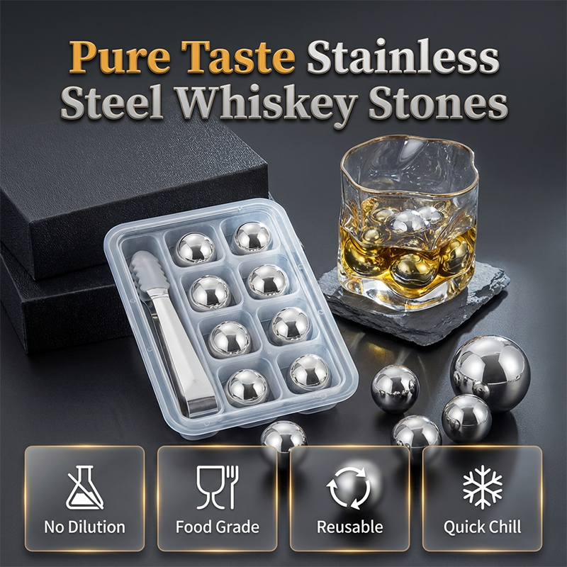 Pierres à whisky réutilisables en acier inoxydable