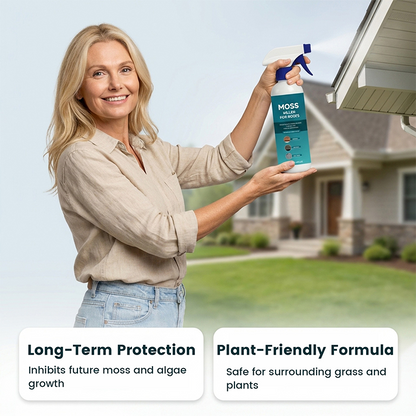 🌧️ Nettoyant multi-surfaces pour toitures anti-mousse et algues – Vaporisez, rincez et admirez le résultat ! 🏠✨ Efficace contre la mousse, doux pour les plantes – une toiture propre en quelques minutes. 🌿💧
