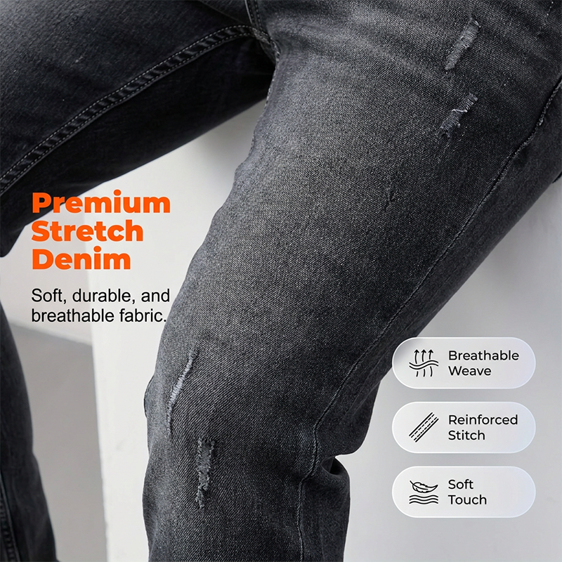 Jean skinny déchiré ultra‑extensible pour hommes