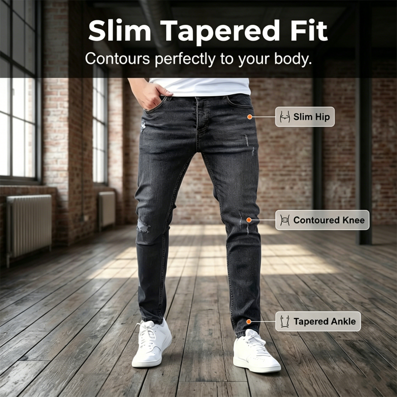Jean skinny déchiré ultra‑extensible pour hommes