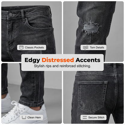 Jean skinny déchiré ultra‑extensible pour hommes