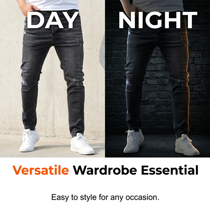 Jean skinny déchiré ultra‑extensible pour hommes