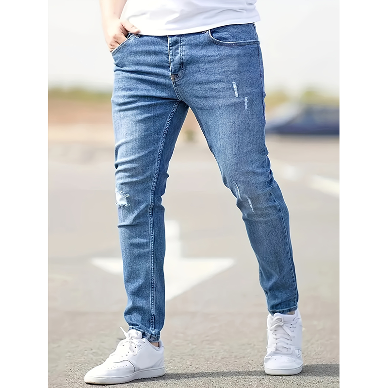 Jean skinny déchiré ultra‑extensible pour hommes