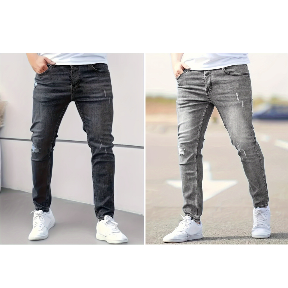 Jean skinny déchiré ultra‑extensible pour hommes