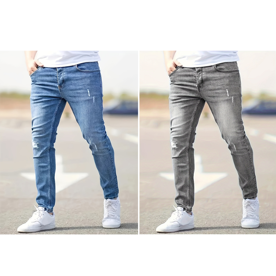 Jean skinny déchiré ultra‑extensible pour hommes
