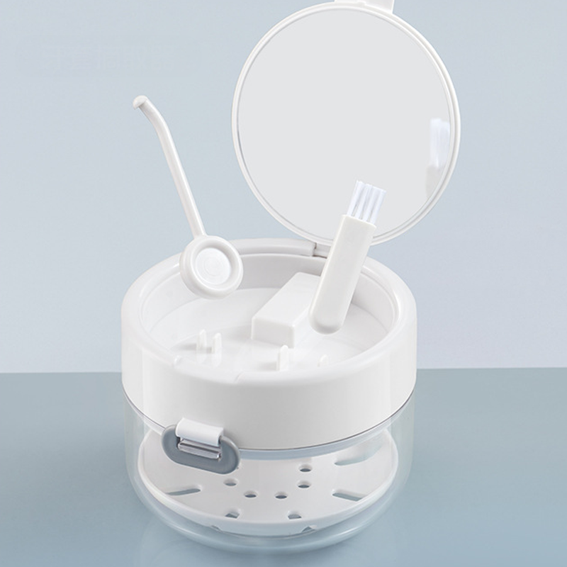 😁 Boîte de rangement tout-en-un pour appareils dentaires et gouttières occlusales – Boîte de nettoyage étanche avec miroir, brosse et panier filtrant