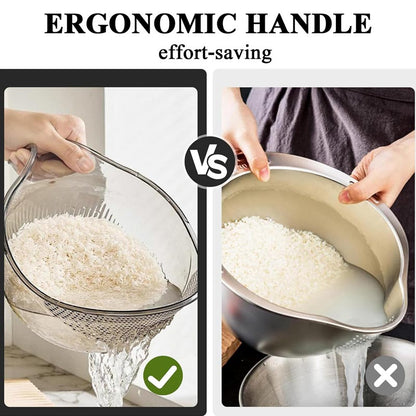 🍚✨ PROMO FLASH 50% ! Bol à Riz Multifonction avec Passoire Intégrée & Poignée – Lave et Égoutte en un Geste, PET Alimentaire, 2 Tailles, 3 Coloris, Idéal Cuisine