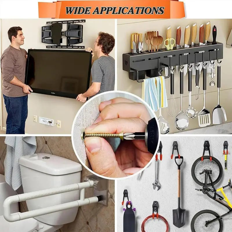 🛠️🔩 Kit de chevilles auto-foreuses pour cloisons sèches avec vis 🪨 – Accessoires de fixation murale à installation facile