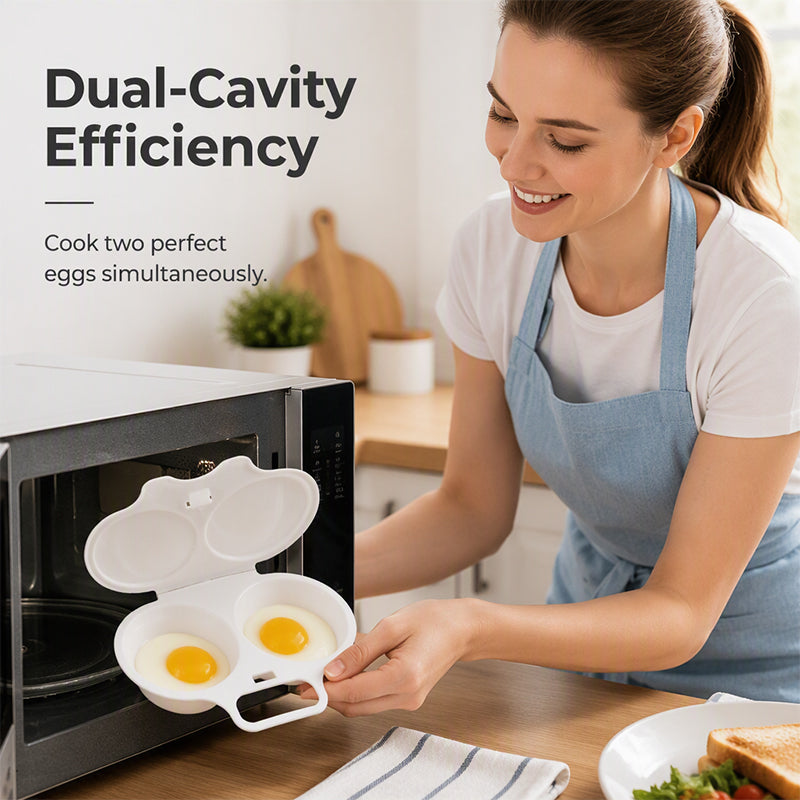 🥚 -50% ! 🛡️ Cuiseur à Œufs Anti-Éclaboussures – PP Alimentaire – Double Cavité & Couvercle Hermétique – Œuf Poché Sain au Micro-Ondes sans Effort 🌿